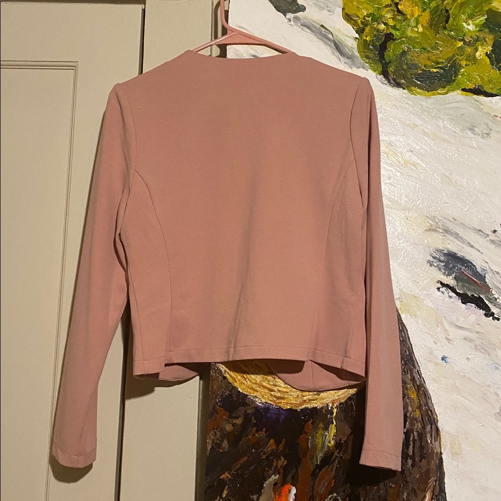 Blush Pink Cropped Blazer Jacket - Picture 2 of 6